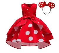 Lito Angels Deguisement Mouse Enfant Fille, Robe à Pois Rouge et Blanc, Anniversaire Fete Carnaval, avec Oreilles de Souris Serre-tete, Taille 3 à 4 ans