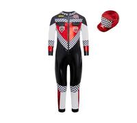 Lito Angels Deguisement Pilote de Course Garcon, Tenue de Course Enfant avec Combinaison et Casquette, Ideal pour Carnaval, Fete Scolaire, Anniversaire et Halloween, Age 9-10 ans Taille 140