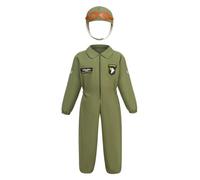 Lito Angels Deguisement Pilote Garcon Fille Enfant Tenue Militaire Cosplay avec Casquette pour Halloween Carnaval Noel Fete Scolaire Jeu de Role Cadeau Costume Taille 134 Age 8-9 Ans