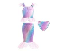 Lito Angels Deguisement Princesse Sirene Maillot de Bain 2 Pieces avec Jupe pour Enfant Filles Taille 4-5 Ans