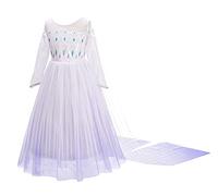 Lito Angels Déguisement Reine des Neiges 2 Princesse Elsa Robe Blanche avec Cape Enfant Fille Costume Manche Longue Taille 7-8 ans 262