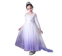 Lito Angels Déguisement Reine des Neiges 2 Princesse Elsa Robe Blanche avec Cape Enfant Fille Costume Manche Longue Taille 4-5 ans 262