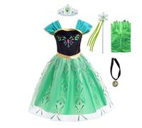 Lito Angels Deguisement Reine des Neiges Robe de Couronnement Princesse Anna avec Accessoires Enfant Fille, Taille 4-5 ans, Vert