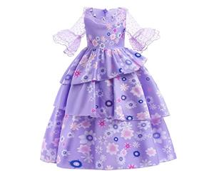 Lito Angels Deguisement Robe à Fleurie Violettes Encanto Isabella pour Enfant Fille Taille 3-4 ans (étiquette en tissu 100)