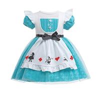 Lito Angels Deguisement Robe Alice au pays des merveilles avec Tablier Blanc pour Bebe Fille Taille 6-12 mois, Turquoise