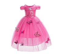 Lito Angels Deguisement Robe Belle au Bois Dormant Princesse Aurore avec Papillon Enfant Fille, Anniversaire Fete Carnaval Costume, Taille 8-9 ans, Rose Chaud
