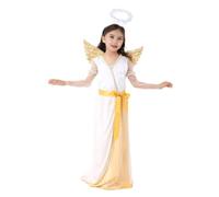Lito Angels Deguisement Robe Costume de Ange avec Ailes at Auréole pour Enfant Fille Taille 10-11 ans, Blanc