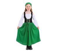 Lito Angels Deguisement Robe Costume Oktoberfest Bavarois Dirndl avec Foulard pour Enfant Fille Taille 10-11 ans, Vert