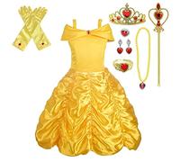 Lito Angels Deguisement Robe Costume Princesse Beauté De Conte De Fées avec Accessoires Enfant Fille, Taille 11-12 ans, Jaune, A