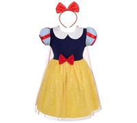 Lito Angels Deguisement Robe Costume Princesse Blanche Neige avec Cape Detachable et Bandeau Cheveux Bowknot Enfant Fille, Taille 4-5 Ans (étiquette en tissu 130)