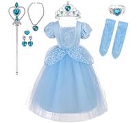 Lito Angels Deguisement Robe Costume Princesse Cendrillon avec Gant et Accessoires pour Enfant Fille Taille 4-5 ans, Bleu