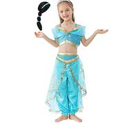 Lito Angels Deguisement Robe de Princesse avec Perruque pour Enfants Filles, Costume d'halloween fête d'anniversaire Carnaval Taille 5-6 ans A