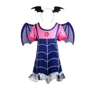 Lito Angels Deguisement Robe de Princesse pour Enfant Filles, Fete Anniversaire Carnaval Costume avec Ailes de Chauve-Souris et Serre-Tete, Taille 4-5 ans, Style C