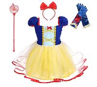 Lito Angels Deguisement Robe en Tulle Princesse Blanche Neige avec Accessories Enfant Fille, Anniversaire Fete Carnaval Costume Halloween, Taille 12-18 mois