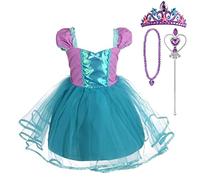 Lito Angels Deguisement Robe en Tulle Sirène Princesse Ariel avec Accessories Enfant Fille, Anniversaire Fete Carnaval Costume Halloween, Taille 4-5 ans