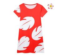 Lito Angels Deguisement Robe Hawaïen avec Barrette à Cheveux Fleur pour Enfant Filles Taille 10-11 ans, Rouge