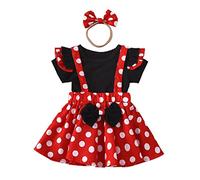 Lito Angels Deguisement Robe Mouse avec Bandeau Cheveux pour Enfant Fille Taille 4-5 ans, Pois Rouge