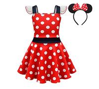 Lito Angels Deguisement Robe Mouse avec Oreilles de Souris Serre-tete pour Enfant Filles Taille 12-18 mois, A - Pois Rouges