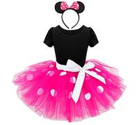 Lito Angels Deguisement Robe Mouse Enfant Fille, avec Oreilles de Souris Serre-tete, Taille 3-4 ans, Rose Chaud (étiquette en tissu 110)