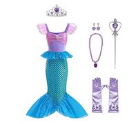 Lito Angels Deguisement Robe Petite Sirene Princesse Ariel Costume avec Accessoires pour Enfant Fille Taille 4-5 ans, Violet Bleu (Numéro d'étiquette 120)
