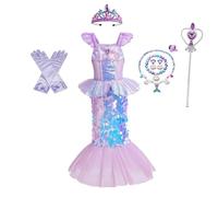 Lito Angels Deguisement Robe Petite Sirene Princesse Ariel Costume avec Accessoires pour Enfant Fille Taille 5-6 ans
