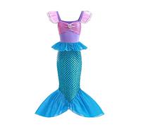 Lito Angels Deguisement Robe Petite Sirene Princesse Ariel Costume pour Enfant Fille Taille 5-6 ans, Violet Bleu (étiquette en tissu 130)