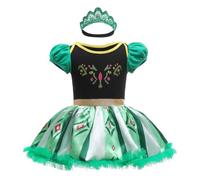 Lito Angels Deguisement Robe Princesse Anna avec Bandeau pour Bebe Fille, Anniversaire Fete Carnaval Costume Barboteuse Body Ete, Taille 12-18 mois (étiquette en tissu 90)
