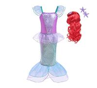 Lito Angels Deguisement Robe Princesse Ariel Costume de Sirène avec Perruque pour Enfant Fille, Taille 7-8 ans, Violet