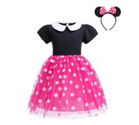 Lito Angels Deguisement Robe Princesse Mouse avec Oreilles de Souris Serre-tete pour Bebe Filles Taille 18-24 mois, Pois Rose Chaud (étiquette en tissu 90)