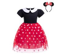 Lito Angels Deguisement Robe Princesse Mouse avec Oreilles de Souris Serre-tete pour Enfant Filles Taille 4-5 ans, Pois Rouges (étiquette en tissu 120)
