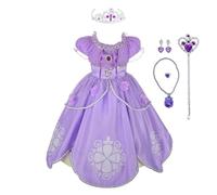 Lito Angels Déguisement Robe Princesse Sofia Costume pour Enfant Fille Anniversaire Fête Noël Carnaval, 8-9 ans, Violet