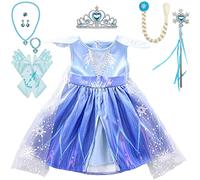 Lito Angels Deguisement Robe Reine des Glaces 2 Princesse Costume Aventure Bebe Fille avec Cape et Accessoires Taille 18-24 mois, Bleu