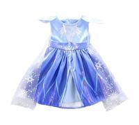 Lito Angels Deguisement Robe Reine des Neiges 2 Princesse Elsa Costume Aventure Bebe Fille avec Cape, Halloween Fête Anniversaire Noel Carnaval Taille 6-12 mois, Bleu
