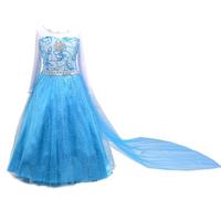 Lito Angels Deguisement Robe Reine des Neiges Princesse avec Traine Detachable Enfant Fille, Anniversaire Fete Carnaval Costume, Taille 11-12 ans, Manches Longues, E