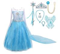 Lito Angels Deguisement Robe Reine des Neiges Princesse avec Traine et Accessories Enfant Fille, Anniversaire Fete Carnaval Costume, Taille 3-4 ans, Manches Longues, F