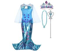 Lito Angels Deguisement Robe Sirène Princesse Ariel avec Accessories pour Enfant Fille, Anniversaire Fete Halloween Costume Carnaval, Taille 3 ans