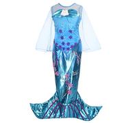 Lito Angels Deguisement Robe Sirène Princesse Ariel pour Enfant Fille, Anniversaire Fete Halloween Costume Carnaval, Taille 7 ans