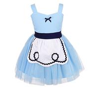 Lito Angels Deguisement Robe Tulle Princesse Alice au Pays des Merveilles avec Tablier Blanc Enfants Filles Costume Halloween Fête d'été Anniversaire Cosplay Carnaval Bleu Taille 2-3 ans