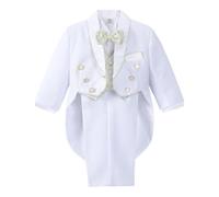Lito Angels Ensemble 5 Pieces Costume de Smoking pour Bebe Garcon, Mariage Ceremonie Bapteme Fete, avec Gilet et Noeud Papillon Jacquard Or, Blanc/Noir