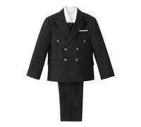 Lito Angels Ensemble de 5 Pièces Costume Smoking Noir avec Blazer et Gilet pour Enfant Garçon Taille 3-4 Ans