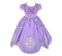 Lito Angels Fille Princesse Sofia Robe Costume Déguisement Anniversaire Fête Halloween Noël Partie Carnaval Cosplay ,8-9 ans,Violet,8-9 ans