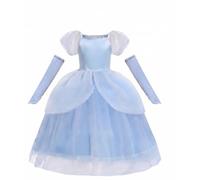 Lito Angels Fille Robe Princesse Bleue avec Gants, Taille 6-7 ans