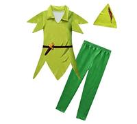 Lito Angels Garçon Déguisement Aventurier Vert avec Chapeau, Taille 5-6 ans | Tunique manches courtes, Pantalon, Chapeau, Motifs ceinture et poignard, Carnaval, Halloween, Anniversaire