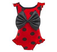 Lito Angels Maillot de Bain 1 Piece Ladybug Coccinelle pour Enfant Filles, Pois Rouge et Noir, Taille 3-4 Ans
