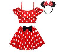 Lito Angels Maillot de Bain Jupe Mouse Tankini 2 Pieces pour Enfant Fille Taille 4-5 Ans, Rouge