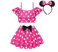 Lito Angels Maillot de Bain Jupe Mouse Tankini 2 Pieces pour Enfant Fille Taille 6-7 Ans, Rose Vif (étiquette en Tissu 130)