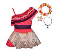 Lito Angels Maillot de Bain Jupette 1 Piece avec Accessoires pour Enfant Filles, Robe de Bain été avec Volant, Taille 6-7 Ans, Rouge