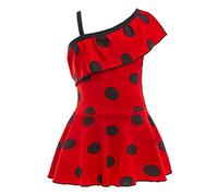 Lito Angels Maillot de Bain Jupette 1 Piece Ladybug Coccinelle pour Enfant Filles, Pois Rouge et Noir, Taille 4-5 Ans