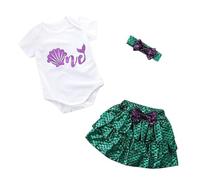 Lito Angels Mon Premier Anniversaire Sirène Robe Bébé Fille, Ensemble Body Barboteuse à Manche Courte avec Jupe et Bandeau, Taille 0-3 mois, Violet, D