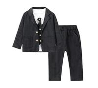 Lito Angels Rayure Costume Enfant Garcon Vetements de Mariage Ceremonie Gentleman avec Veste Taille 2 Ans, Noir